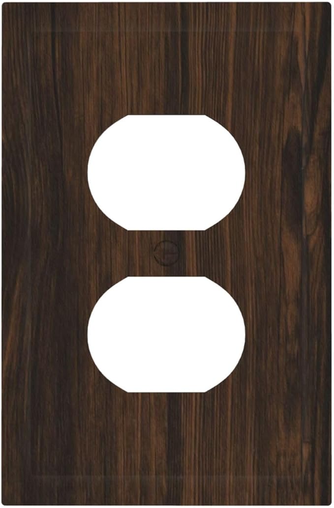 Outlet Covers Dark Brown Wood Grain Rustic Country Wooden 1 Gang Duplex Light Switch Cover Plate Decorative Wall Plates Socket Cover Electrical Switchplate for Farmhouse Home Decor