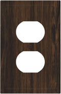 Outlet Covers Dark Brown Wood Grain Rustic Country Wooden 1 Gang Duplex Light Switch Cover Plate Decorative Wall Plates Socket Cover Electrical Switchplate for Farmhouse Home Decor