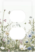 Colorful Wildflowers Daisy Plant Butterfly Floral Outlet Covers 1 Gang Duplex Light Switch Cover Decorative Switch Plates Electrical Receptacle Faceplate Wall Plate for Bed Room Living Room Decor
