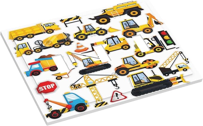 Yellow Truck Cartoon Transportation 3 Gang Light Switch Plate Decorative Triple Toggle Wall Plate Cover Electrical Faceplate Switchcover for Kidroom Bathroom Home Bedroom Art Panel Decor