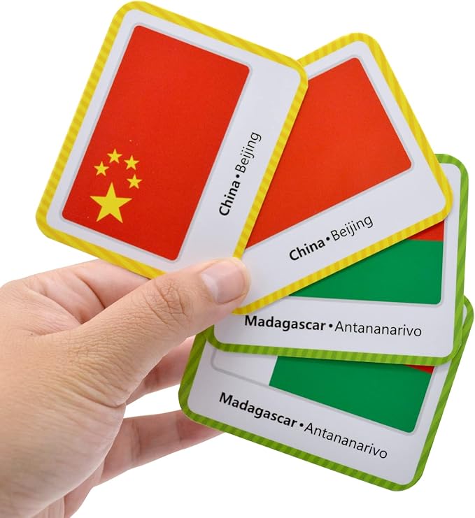 Menique Flags of The World Memory Matching Game – 100 Cards, 50 Countries to Match – Educational & Fun for Kids and Adults – Color-Coded by Continent – Learn Flags, Capitals, and Geography