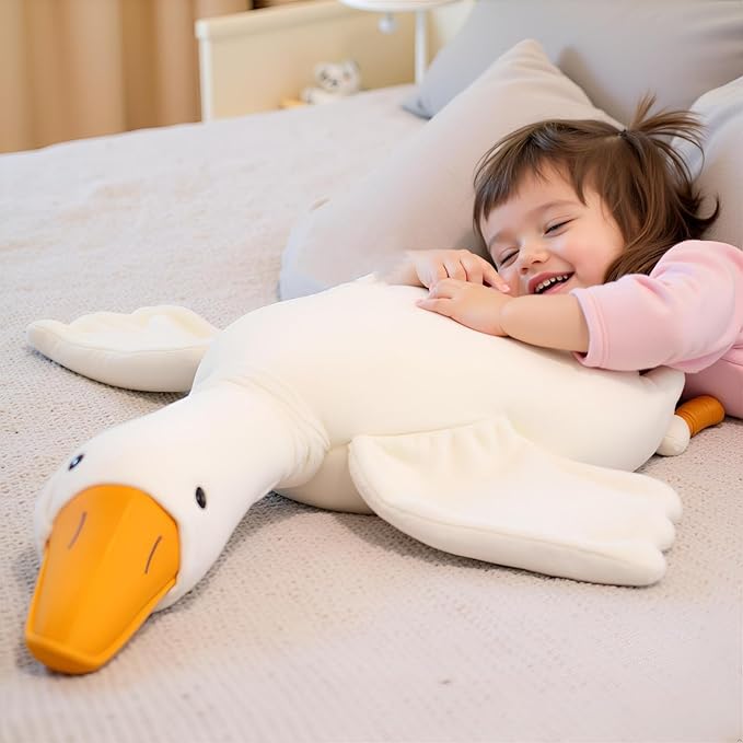 Ryttir Giant Goose Plush - 35" Extra Soft Goose Stuffed Animal Hugging Pillow with Rotund Belly,Safety Nursery Decor & Sensory Comfort Toy,Cuddle Companion for Age 0+(Birthday Gender Neutral Gift)