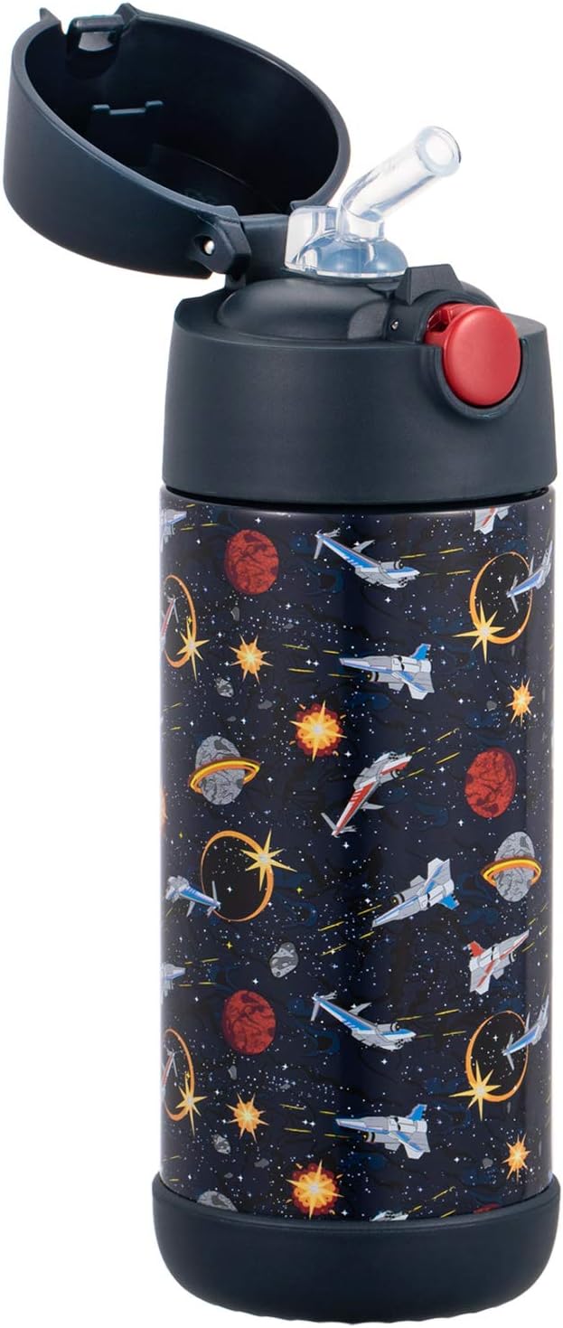 Snug Insulated Kids Water Bottle with Straw & Spout – Double-Wall Stainless Steel, Leakproof, Easy-Flip Lid – For School, Travel, Toddlers & Big Kids - Space Wars, 12oz