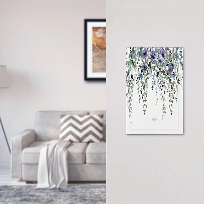 Light Switch Covers Blue Purple Eucalyptus Leaves Boho Botanical Decorative Switch Plates 1 Gang Blank No Device Outlet Covers Electrical WallPlates for Bathroom Home Decor