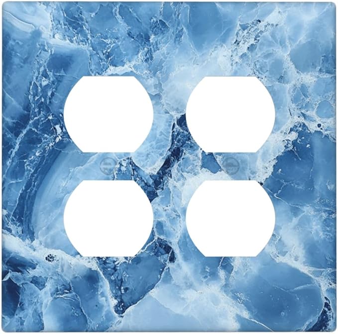 Outlet Covers Blue Marble Abstract Luxury Modern 2 Gang Decorative Light Switch Cover Double Duplex Wall Plates Switch Plates Electrical Socket Covers for Bathroom Bedroom Decor