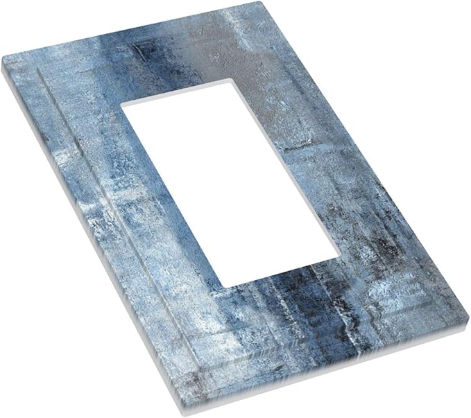 Outlet Covers Navy Blue Gray Abstract Ink Painting 1 Gang Duplex Light Switch Cover Plate Decorative Wall Plates Electrical Switchplate Receptacle for Bathroom Bedroom Decor（2 Pack）