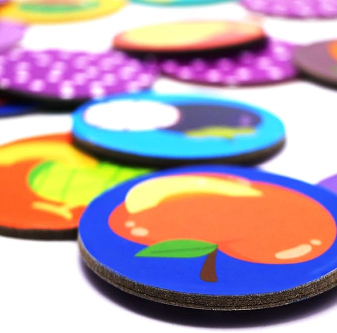 KiDEPOCH Memory Match Game – 16 Matching Pairs Preschool Memory Games Featuring Barnyard Element, Non Toxic Educational Memory Matching Game, Perfect for Kids, Toddlers, 3 Year Old or Up (Fruit)