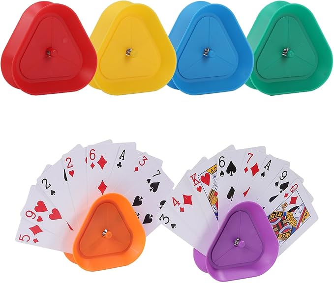Playing Card Games Holder,6 Pack Triangle Shaped Hands-Free Playing Card Holder for Kids,Adults,Seniors,Poker Parties,Family Card Game Nights&Classroom Activities,6 Colors
