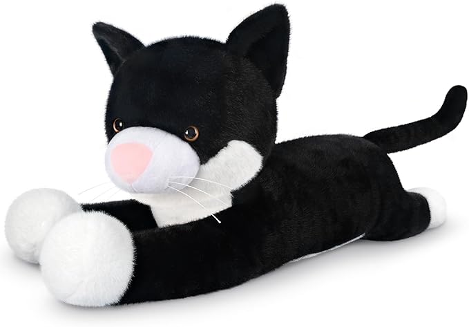 SuzziPals 43 inch Black and White Cat Stuffed Animal, Lifelike Tuxedo Cat Plush Toy for Stress Relief & Companion, Extra Soft Giant Stuffed Animals, Giant Plushies Gifts for Kids Adults