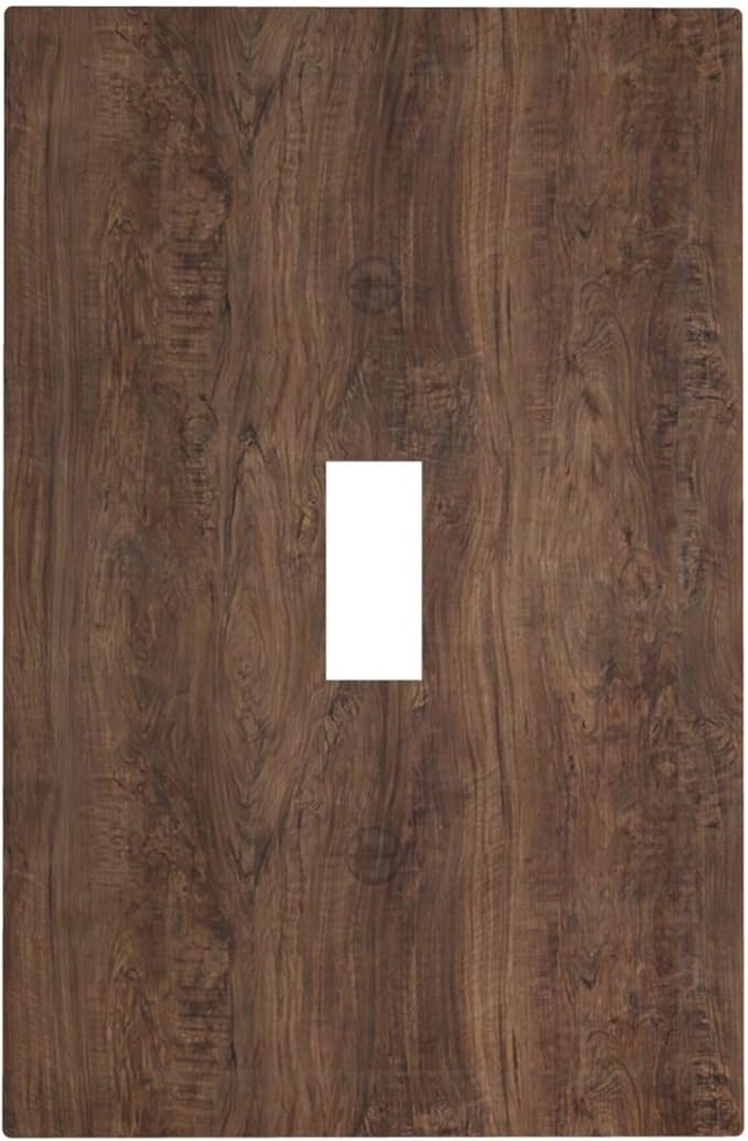 Decorative Light Switch Cover Rustic Vintage Wood Grain Brown 1 Gang Single Toggle Decorator Outlet Wall Plate Device Electrical Faceplate Switchplates for Farmhouse Cabin Decor