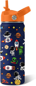 Space Astronomy Gifts for Kids - 18 Oz Kids Water Bottle with Straw Lid, Stainless Steel Insulated Tumbler, Leak Proof, BPA-Free, for Boys, School, Travel - Universe Children Birthday Gifts Cups(1pc)