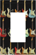 Vintage Electric Guitar Collection Single Rocker Switch Cover - 1-Gang Standard US Size Rock & Roll Guitar Light Switch Covers for Music Studio Decor