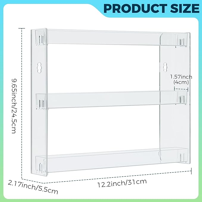 [2 Pack] Clear 3-Tier Display Case for 1:64 Toy Cars – Holds 30 Diecast Vehicles, Wall Mounted or Desktop Organizer Rack for Collectors