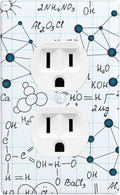 Chemical Formula 1-Gang Duplex Wall Plate, Light Blue Science Chemistry Outlet Cover for Classroom, Study Room, Office & Kids Room