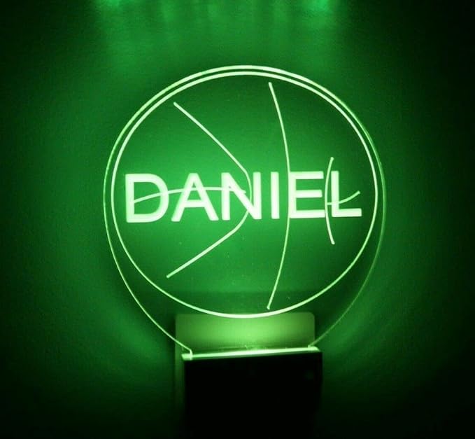 Night Light Multi Color Personalized LED Plug-in, Ultra-Slim Touch Night Light Smart Dusk to Dawn Sensor, Kids Children's Bedroom Kitchen Bathroom Hallway Play Room Variations (Basketball)