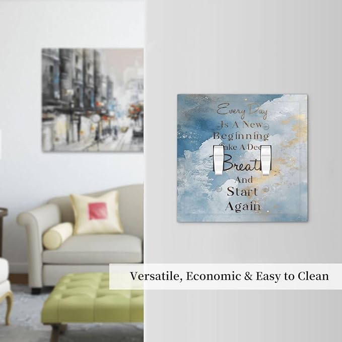 Decorative Light Switch Cover Plate Motivational Quotes Blue Abstract Texture 2 Gang Outlet Covers Double Toggle Wall Plates for Electrical Switch Plate Covers Faceplate for Home Decor