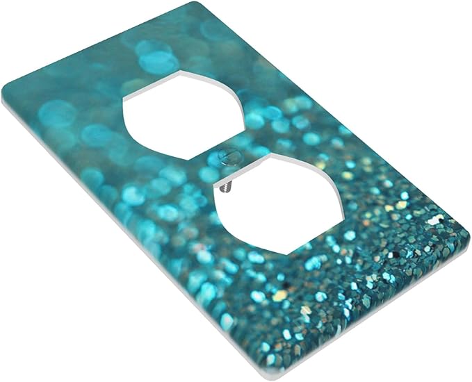 Teal 1-Gang Duplex Wall Plate, Teal Turquoise Shiny Printed Outlet Cover Decorative Faceplate for Bathroom, Kitchen, Vanity & Bedroom