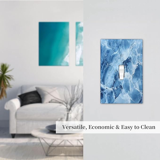 Outlet Covers Blue Marble Abstract Luxury Modern 1 Gang Duplex Light Switch Cover Plate Decorative Wall Plates Electrical Switchplate Receptacle for Bathroom Bedroom Decor（2 Pack）