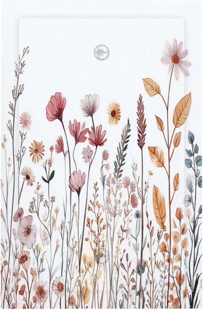 Light Switch Cover Plate Spring Floral Pink Wildflower Leaves Plants 1 Gang No Device Blank Electrical Wall Plates Faceplate Decorative Switch Plate For Home Bed Room Decor