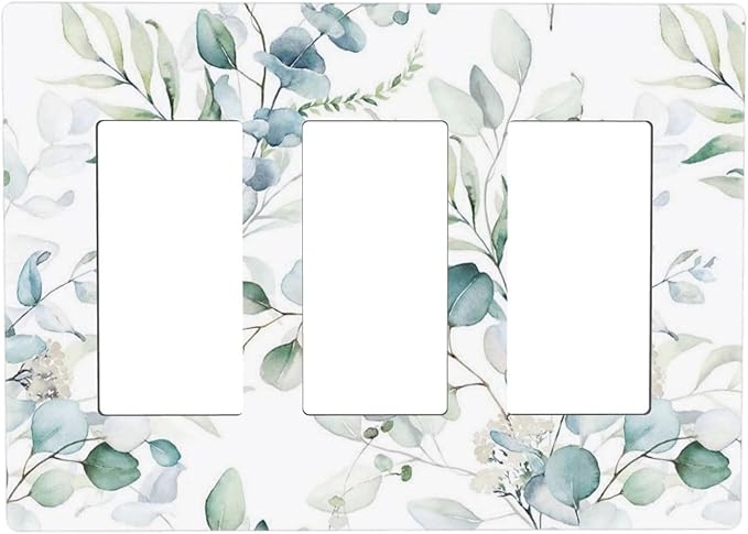 Green Spring Eucalyptus Leaf Tree 3 Gang Triple Rocker/Decorator Light Switch Wall Plate Cover Decorative GFCI Electrical Faceplate Switchplate Dimmer