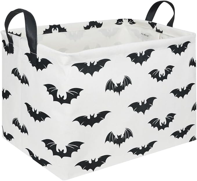 Halloween Batman Basket,Collapsible waterproof storage basket,Batman toy decor,Cute toy storage box Empty for kids,Organizer Containers for Kids Toys,bat room decor(Black bats)