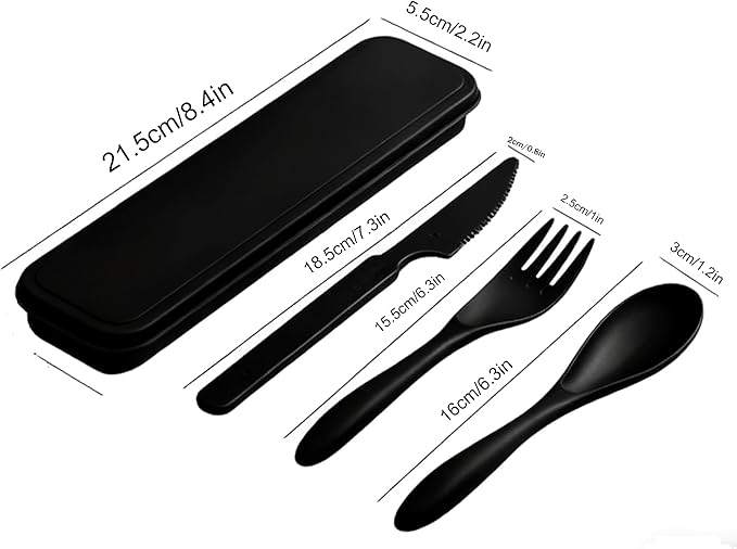 3 Sets Camping Utensils Set with Case, Wheat Straw Travel Cutlery Set, Portable Knife Fork Spoon for Lunch Box, Picnic, Work, Daily Use, Reusable BPA Free Tableware