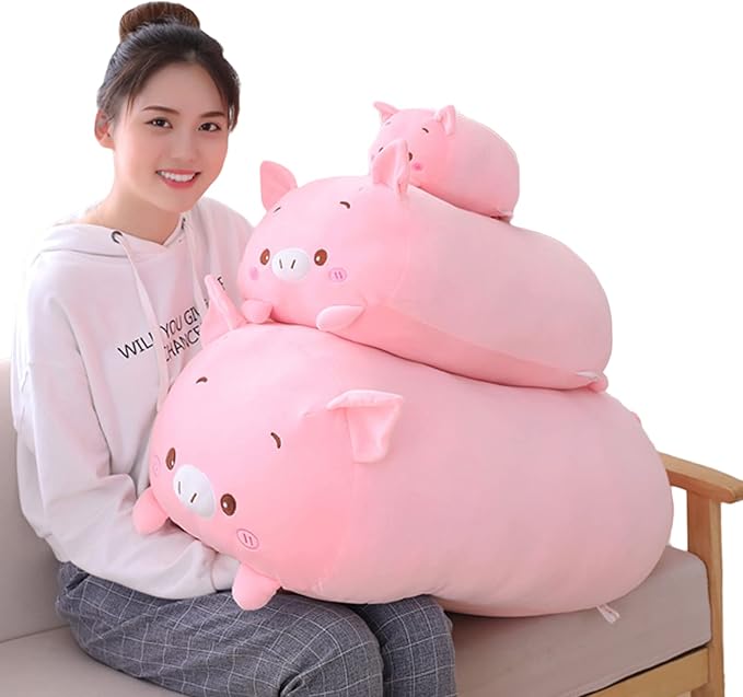 Pig Plush Pillow, Soft Pink Pig Stuffed Animal Body Pillow Toy Gifts for Bedding, Kids, 33.5"