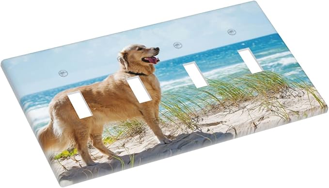 Custom Quad Toggle Light Switch Cover Personalized Your Own 4 Gang Decorative Switch Plates Cover with Picture Logo Text for Bathroom Home Living Room Decor 8 X 4.5 In