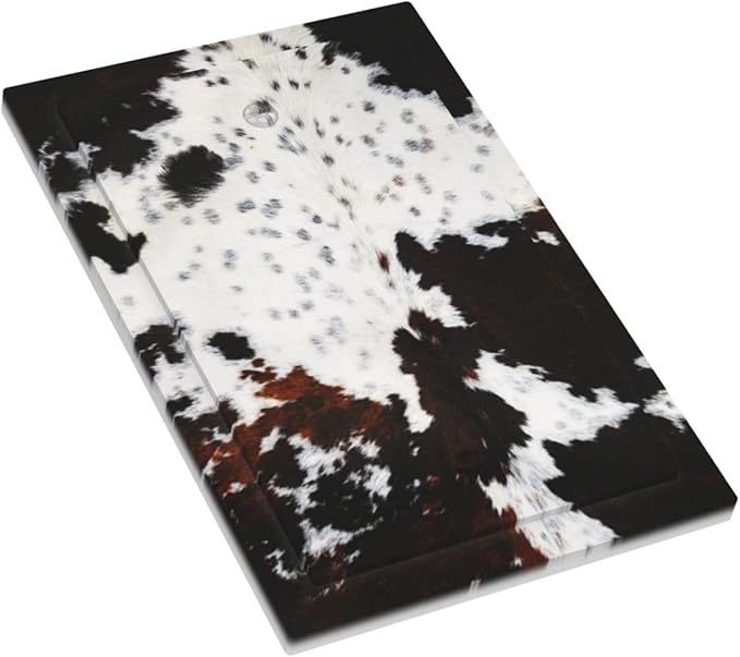 Western Farm Maroon Brown Taupe Tan Black White Animal Cow Fur Cowhide Leopard Print 1-Gang No Device Blank Wallplate Jumbo Size Unused Outlet and Light Switch Cover Decorative Plug Face Plate Cover