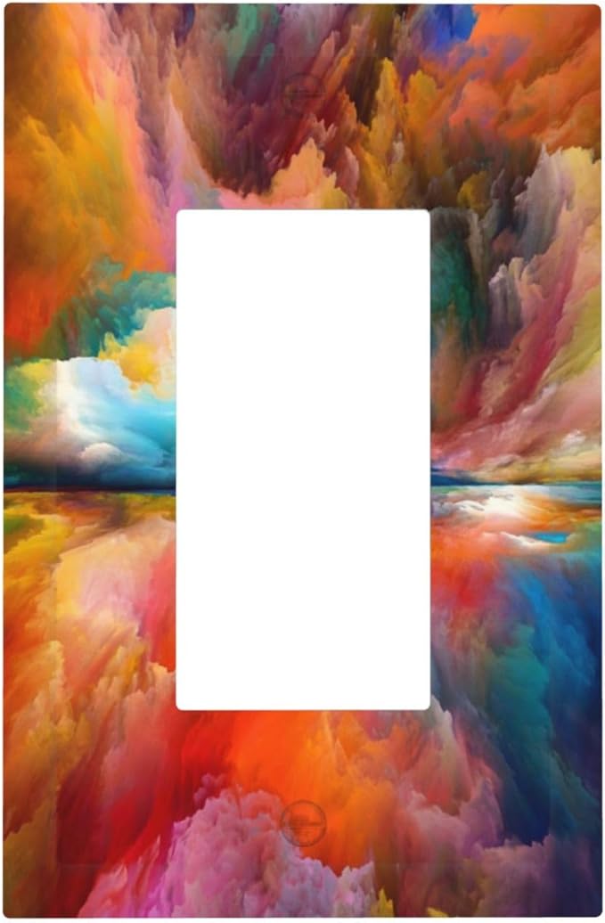 Light Switch Cover Plate Iridescent Abstract Colorful Clouds 1 Gang Single Rocker Decorative Switch Plates Rainbow Outlet Covers GFCI Receptacle Electrical Wall Plates for Bathroom Home Decor
