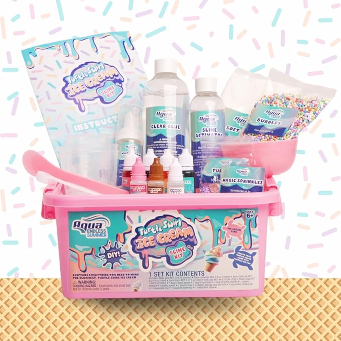 Aqua Endless Summer Turtle Swirl Ice Cream DIY Slime Kit – Sweet, Colorful, and Imaginative Sensory Play