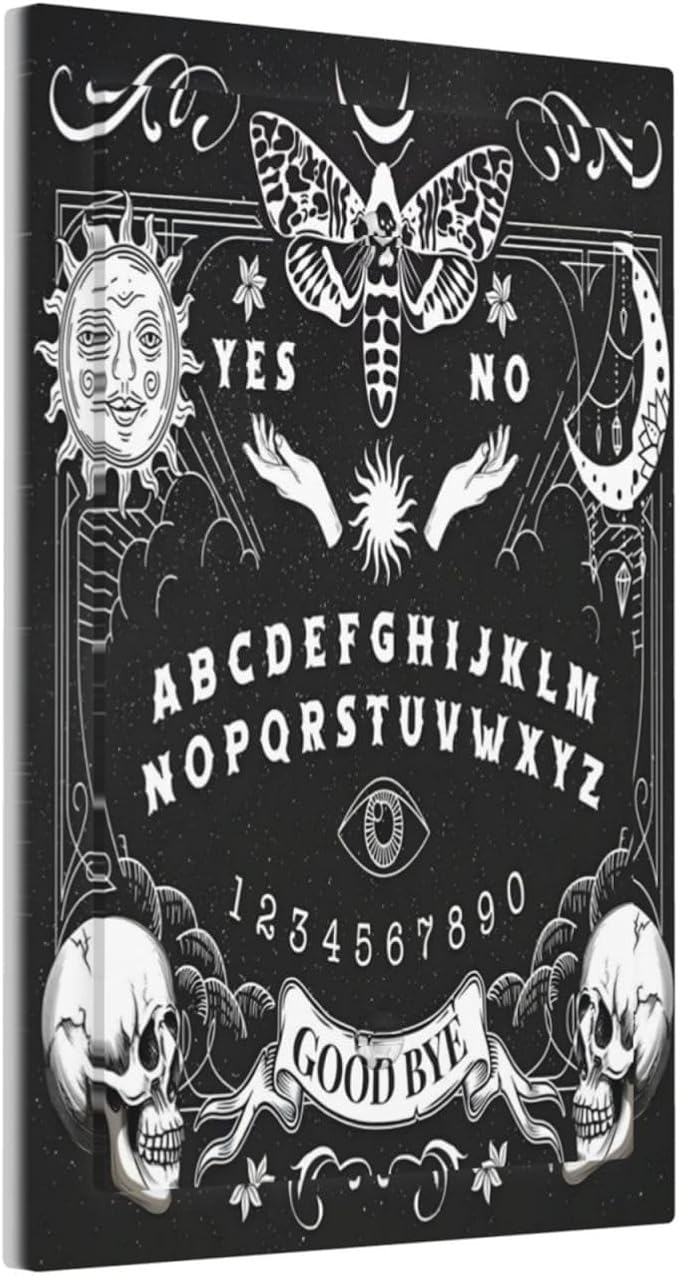 Black Witchy Skeleton Skull Gothic Sun Moon Light Switch Cover Plate 1 Gang No Device Blank Electrical Wall Plates Faceplate Decorative Switch Plate Covers for Bedroom Living Room Decor