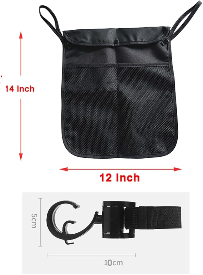 Umbrella Stroller Organizer With Two pockets for diapers, wipes,snacks and other necessities,Detachable Straps,with 2 extra Plastic Organizer Hooks (Pink)