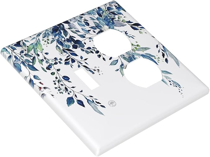 Decorative Outlet Covers Sage Leaves Blue Eucalyptus Plant Leaves 2 Gang Wall Plate Cover Single Toggle Duplex Combo Two Switch Light Switch Cover Plate Jumbo Dual GFCI Face Plate