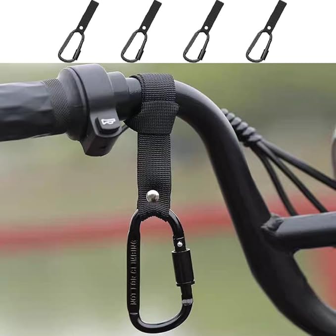 Baby Stroller Hooks Clips,Multipurpose Strolller Straps for Hanging Diaper Bags,Purse,Stroller Organizer,Universal Hooks Accessories for Stroller and Bicycle or Shopping Cart (Black,4 Pack)