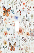 Decorative Light Switch Cover Butterfly Floral Boho Multicolor Flower Leave 1 Gang Single Toggle Device Electrical Faceplate Switchplates Decorator Outlet Wall Plate for Bed Room