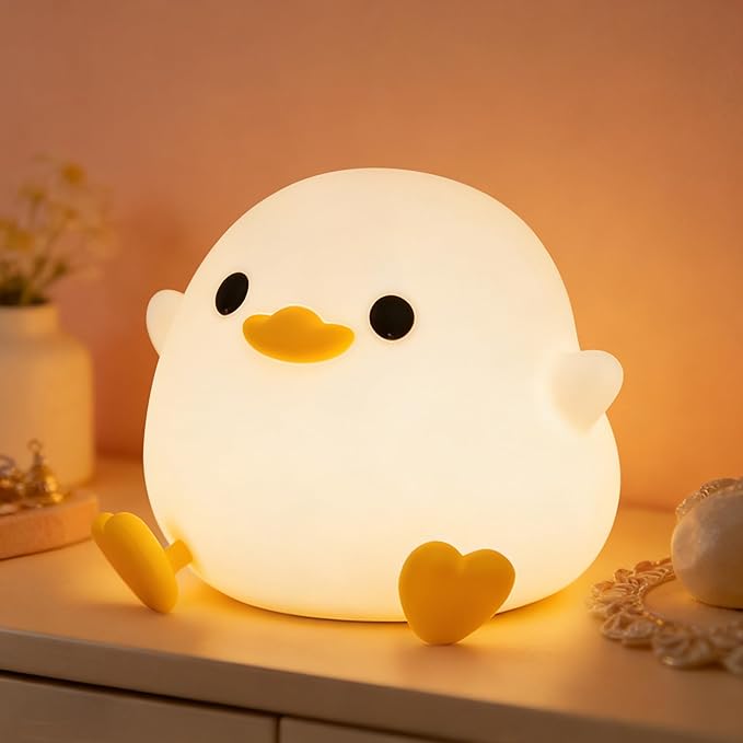 FAMIDUO Duck Night Light, Cute DoDo Duck Lamp, Squishy Silicone Dimmable Bedside Light for Baby Kids Nursery with Timer, Rechargeable Touch Nightlight for Boys Girls Room Decor, Mother‘s Day Gift