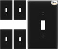 ENERLITES Mid-Size Toggle Light Switch Wall Plate, Midway 1-Gang 4.88" x 3.11", Unbreakable Polycarbonate Thermoplastic, UL Listed, 8811M-BK-5PCS, Black Switch Cover, Gloss Finish, 5 Pack