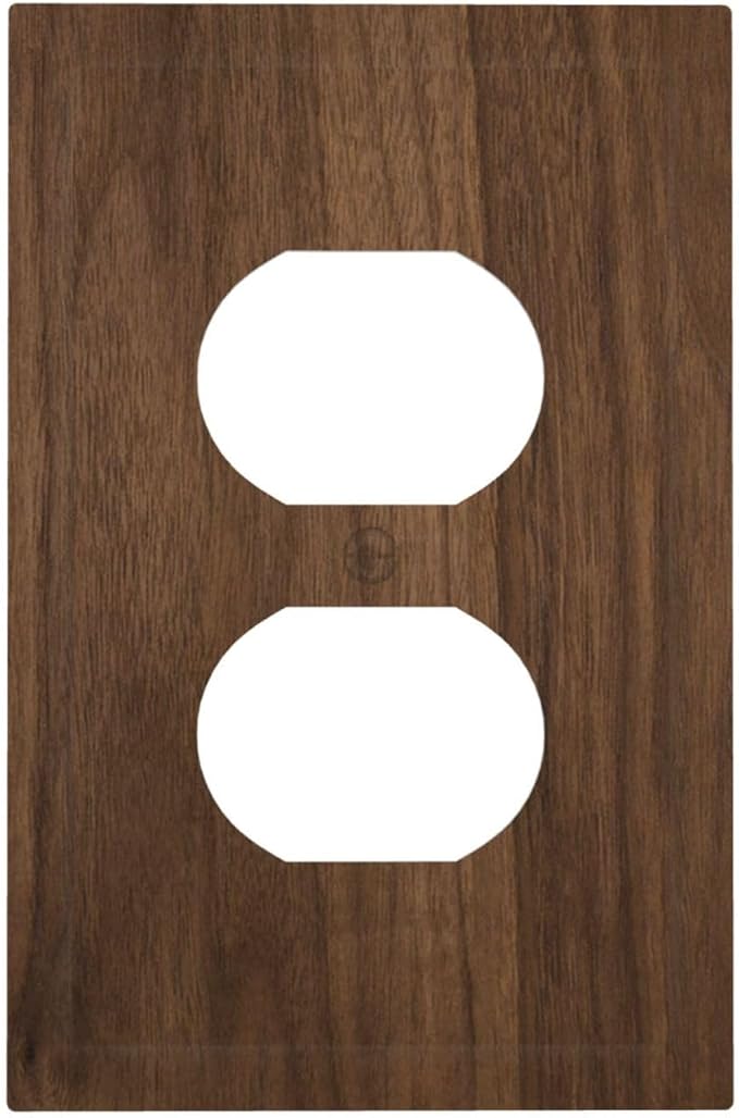 Outlet Covers Dark Brown Wood Grain 1 Gang Duplex Light Switch Cover Plate Decorative Switch Plate Covers Electrical Socket Cover for Farmhouse Cabin Decor