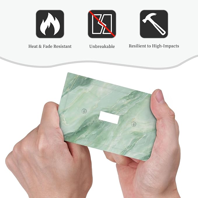 Decorative Light Switch Cover Plate Green Marble Pattern 1 Gang Single Toggle Wall Plate Electrical Outlet Covers Decorate Switch Plate Cover for Home Bedroom Decor