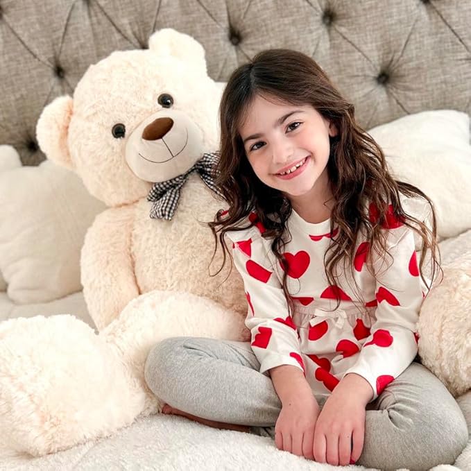 MorisMos Giant White Teddy Bear 4 Feet, Cute 47inch Stuffed Animal Big Teddy Bear Plush, Classic Girlfriend Boyfriend Birthday Gift, Christmas, Party Favor