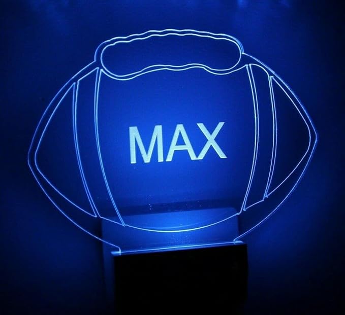 MIRROR MANIA Night Light Multi Color Personalized LED Plug-in, Ultra-Slim Touch Night Light Smart Dusk to Dawn Sensor, Kids Children's Bedroom Kitchen Bathroom Hallway Play Room Variations (Football)