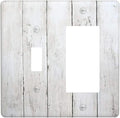 Modern Rustic Wood White Oak Print Outlet Covers 1 Toggle 1 Rocker Combination Decorative Wall Plate Electrical Switch Plates Light Switch Cover Plate for Farmhouse Home Decor