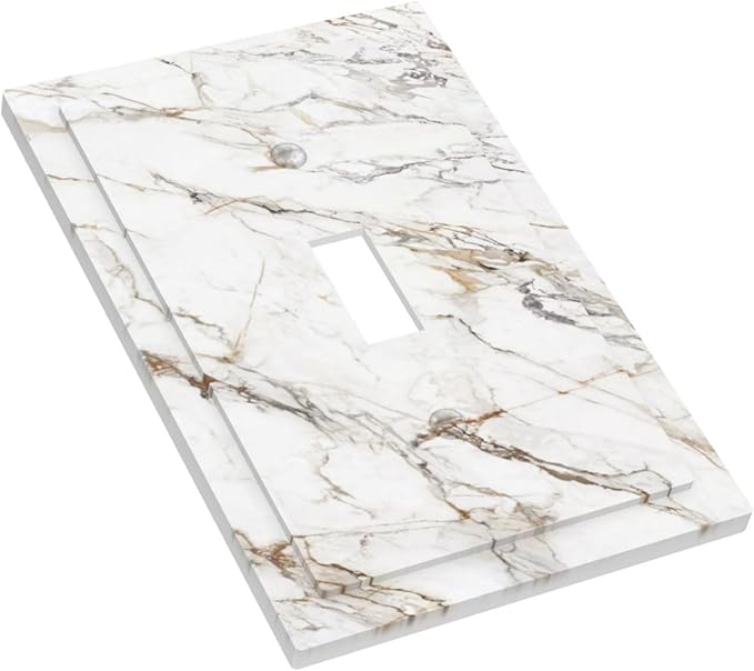 Light Switch Cover Plate White Brown Marble Abstract Modern Luxury 1 Gang Single Toggle Decorative Switch Plates Wall Plates Electrical Faceplate Socket Covers for Bathroom Kitchen Decor