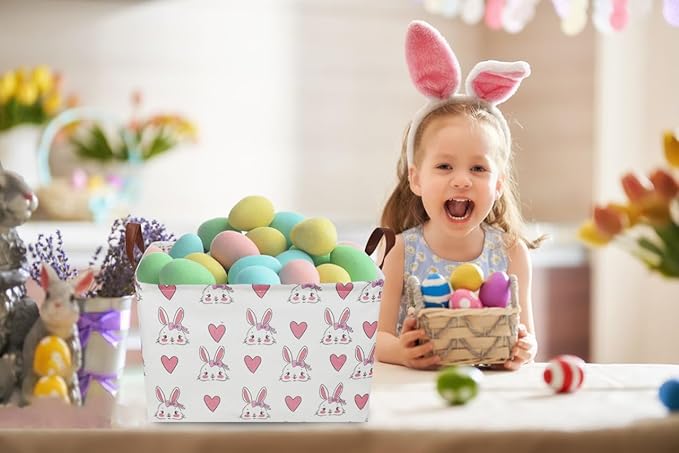 Essme Rabbit Rectangular Collapsible Storage Basket, Kids Toy Organizer, Shelf Basket, Easter Gift (Rabbit)
