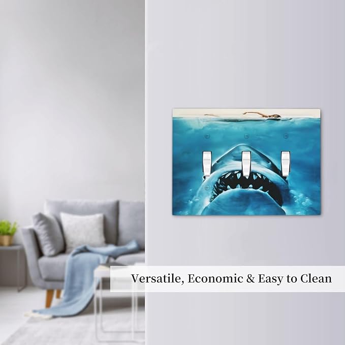 Swimming Woman Funny Shark Blue Ocean Decorative Switch Plates 3 Gang Wall Plate Triple Toggle Light Switch Cover Faceplate Electrical Wall Panels for Kids Room Bedroom Home Decor