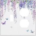 Wallplates Purple Flowers Watercolor Floral Butterflies 1 Toggle 1 Duplex Switch Plate Electrical Gfci Faceplate Decorative Light Switch Covers For Bed Room Living Room Decor
