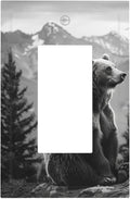 Light Switch Cover Plate Black White Bear Mountain Pine Trees Wilderness 1 Gang Outlet Covers Single Rocker Decorative Switch plates Electrical Wall Plates GFCI Receptacle for Bathroom Bedroom