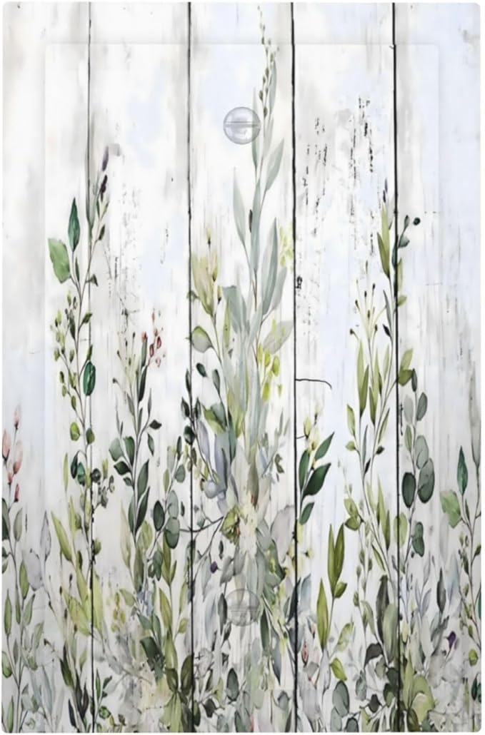 Sage Green Eucalyptus Rustic Country Botanical Leaf Flower Light Switch Cover Plate 1 Gang No Device Blank Electrical Wall Plates Faceplate Decorative Switch Plate Covers for Farmhouse Bedroom Decor