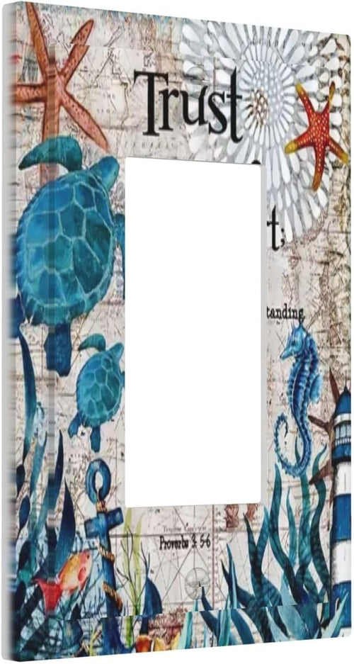 1 Gang Electrical Decora/GFCI Device Wallplate Inspirational Quote Teal Blue Sea Ocean Turtle Nautical Map Beach Coral Single Decorator Rocker Outlet Light Switch Cover Electric Faceplate Dimmer